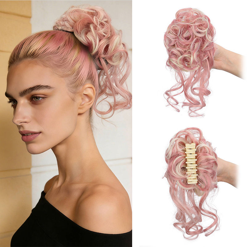 Claw Clip Messy Bun Hair Piece - Messy Claw Clip Haarbroodje Synthetisch Krullend