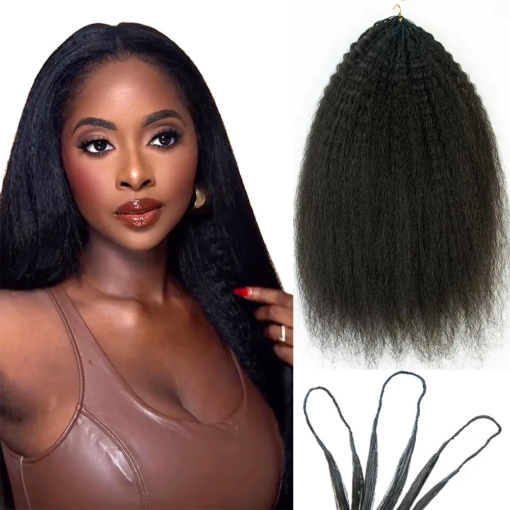Human Hair Wigs - Knooploos, krullend recht, met veren, gehaakt,