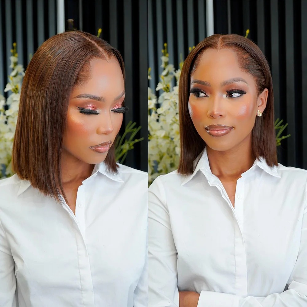 Donkerbruine pruik, 13x4 HD, k - Pre Parted 13X4 Lace Front Bob Wig recensie en prijs
